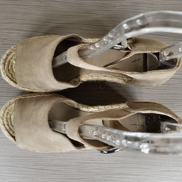 Marc Fisher Alida Braided Espadrille Wedge Sandals Tan Suede, Womens Size 7.5 M - Picture 10 of 13